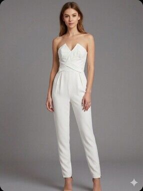 NWT KEEPSAKE the Label White Strapless Tailored Jumpsuit Size XS
